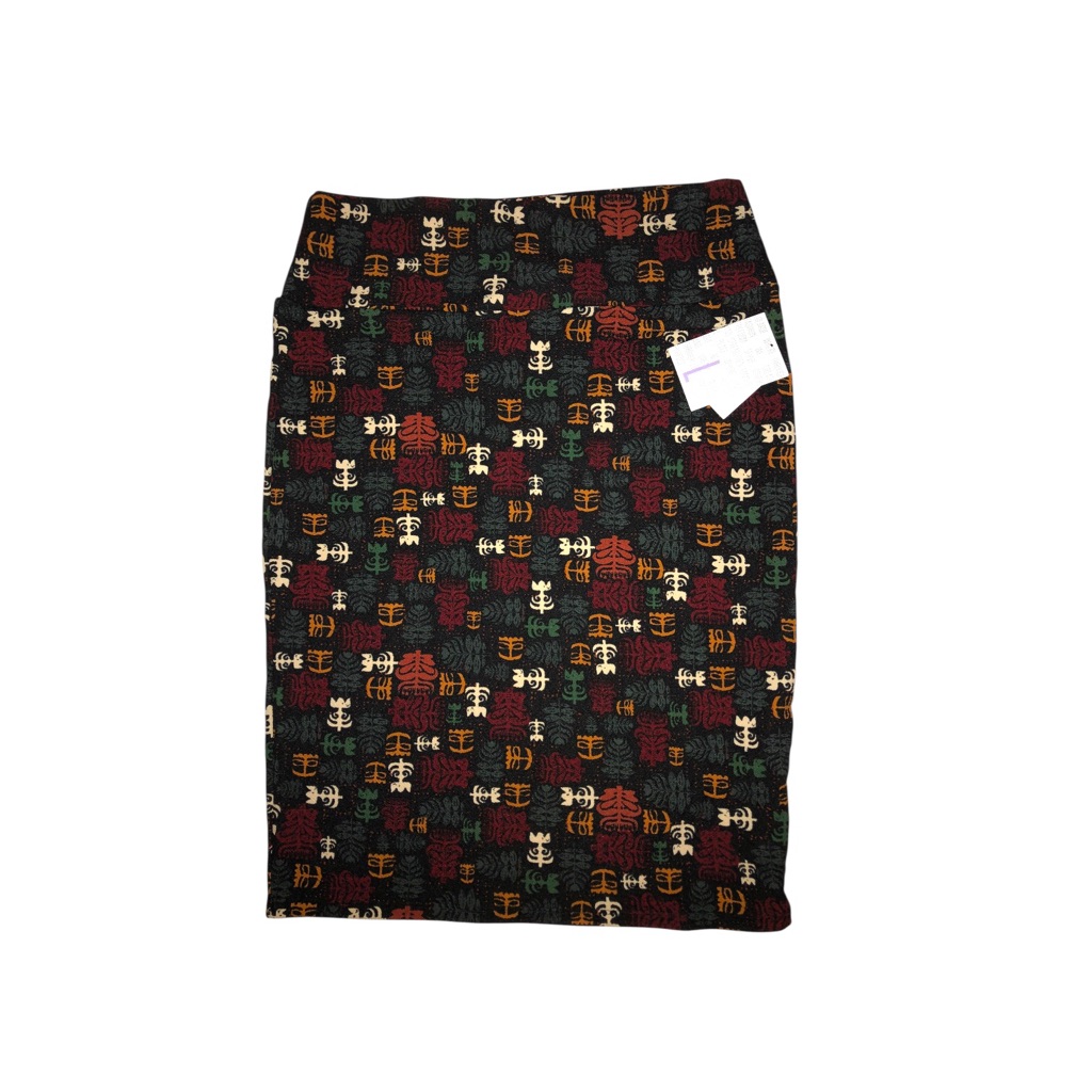Lularoe Cassie Red And Green Floral Pencil Skirt Knee-Length